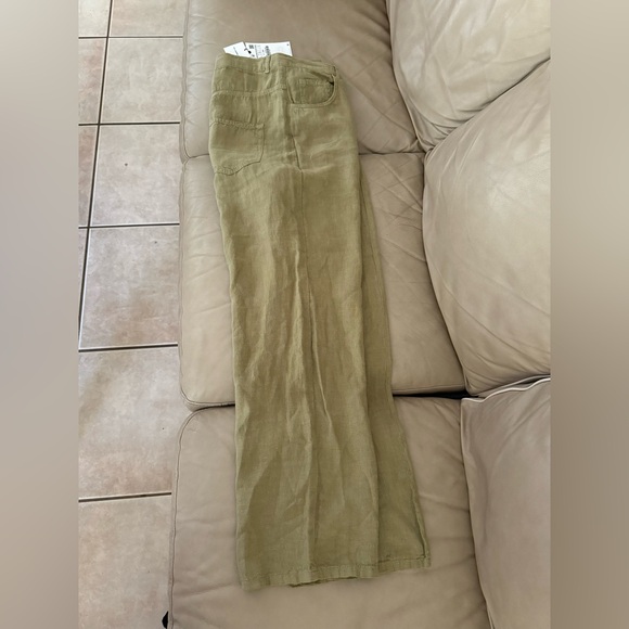 Zara 100% Linen Relaxed Wide Leg Pants - Picture 7 of 15